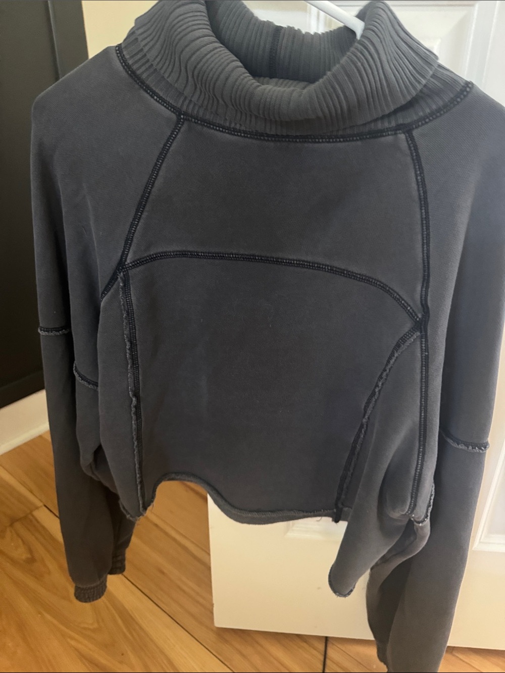 aerie Black Cropped Turtleneck Sweatshirt